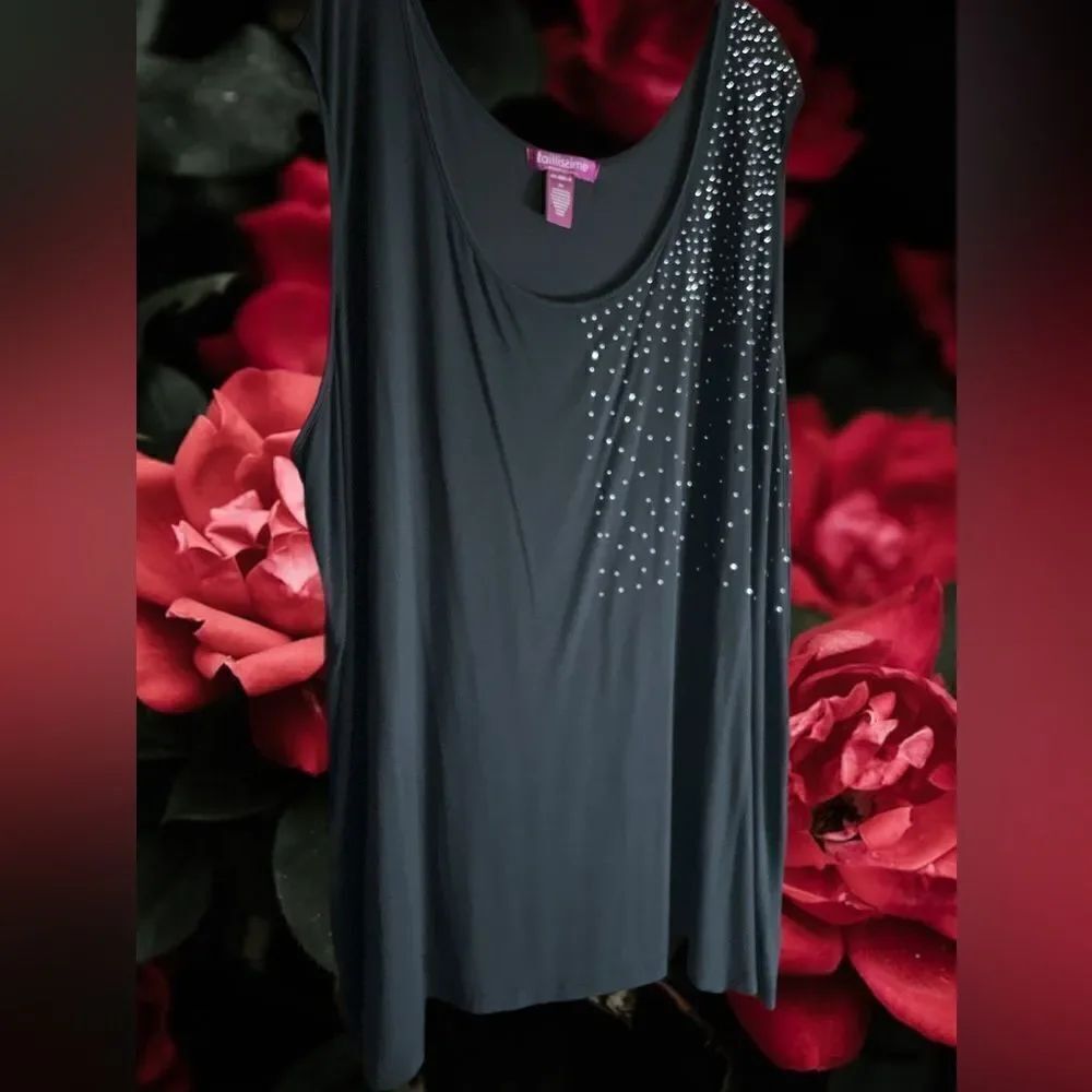 Plus l Rhinestone Adorned l Black l Tunic l 4X